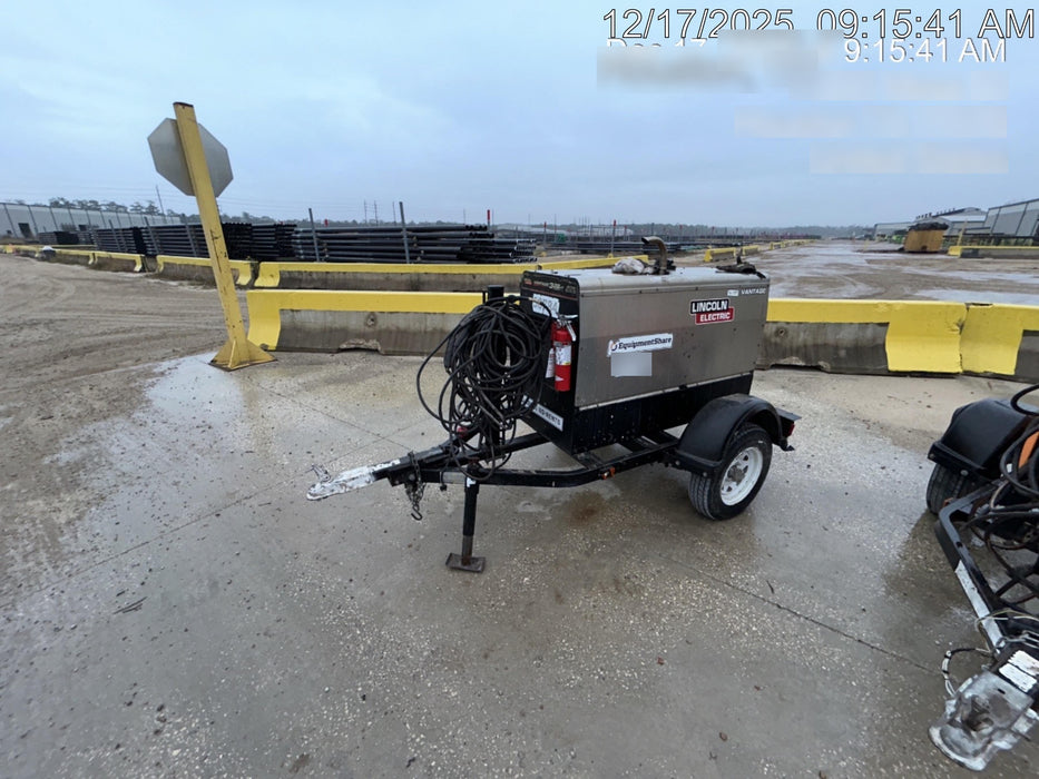 2019 Lincoln Electric Vantage 322 Welder Ready-Pak 3, Two wheel trailer, Fender and Light kit, Cable Rack