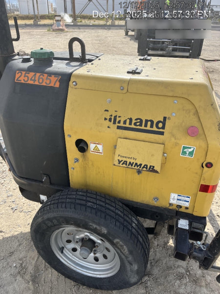 2022 Allmand NLV3GR (4) LED Light Fixture 350W, 23' Vertical Mast, 3kW Prime, Towable, ES Decals, T3