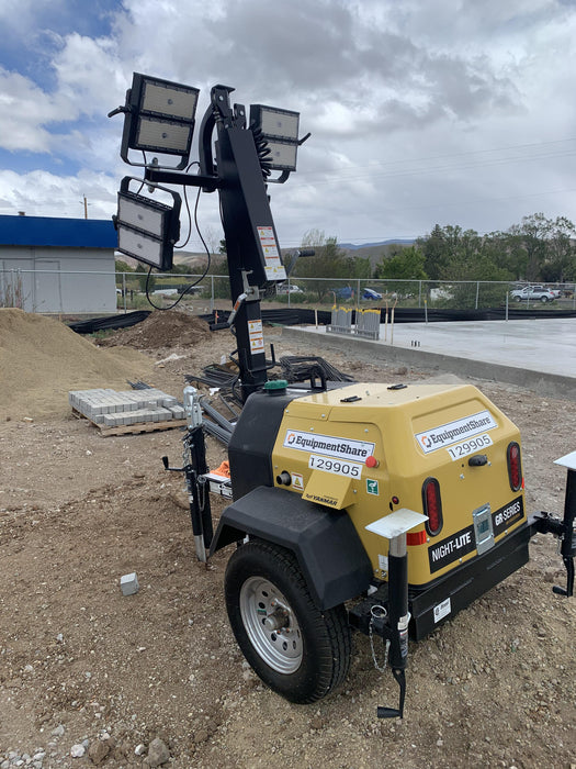 2021 Allmand NLV3GR (4) LED Light Fixture 350W, 23' Vertical Mast, 3kW Prime, Towable, Deep Sea L401, Leveling Jacks, Yanmar T4F 5.8hp