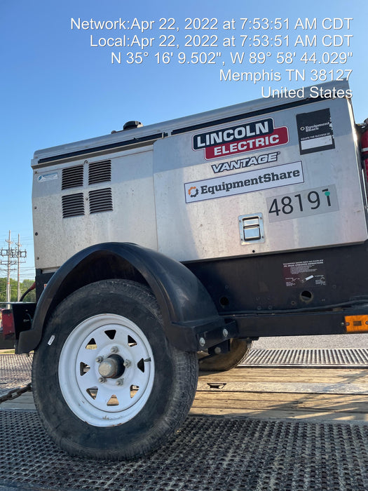 2019 Lincoln Electric Vantage 322 Ready-Pak 3, Two Wheel Trailer, Fender and Light Kit, Cable Rack