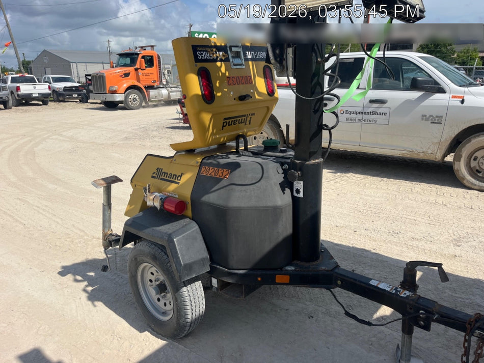 2022 Allmand NLV3GR (4) LED Light Fixture 350W, 23' Vertical Mast, 3kW Prime, Towable, Deep Sea L401, Leveling Jacks, Yanmar T4F 5.8hp