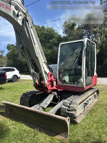 2019 Takeuchi TB290 Cab, AC, Rubber Tracks, Dozer Blade, Travel Alarm, Control Pattern Change Valve, Auxiliary Hydraulics w/18" Quick Coupler Bucket with teeth, 6.2 cu. ft. capacity/24" Quick Coupler Bucket with teeth, 8.6 cu. ft. capacity/36" Quick Coupler Bucket with teeth, 13.4 cu. ft. capacity, Quick Coupler, Hydraulic Thumb Installed