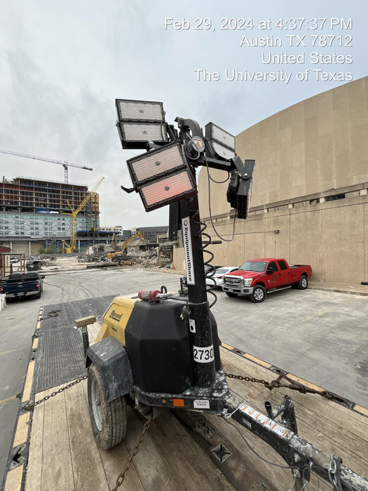 2022 Allmand NLV3GR (4) LED Light Fixture 350W, 23' Vertical Mast, 3kW Prime, Towable, ES Decals, T3