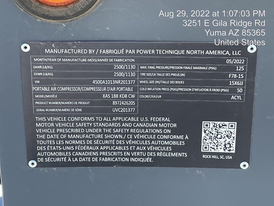2022 ATLAS COPCO XAS188 CWK