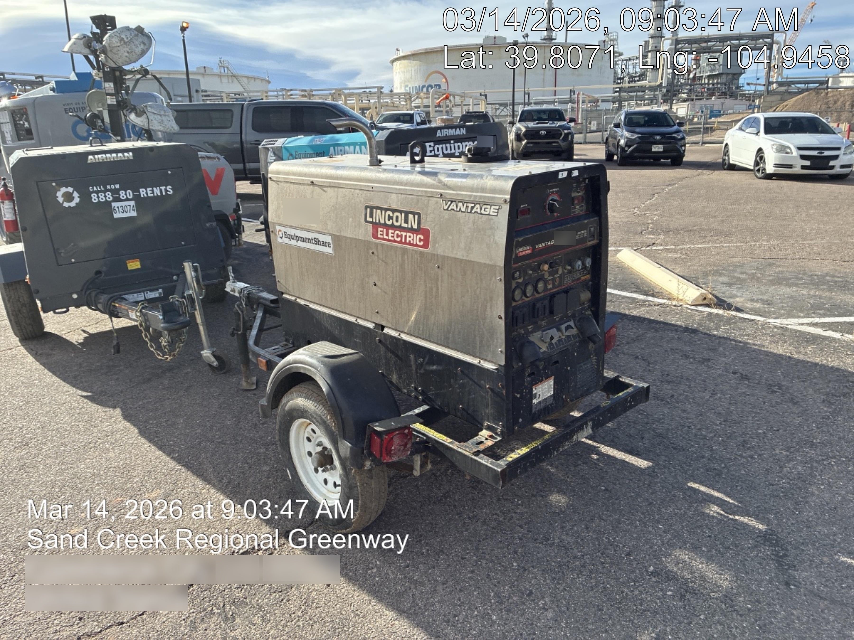 2019 Lincoln Electric Vantage 322 Ready-Pak 3, Two Wheel Trailer, Fender and Light Kit, Cable Rack
