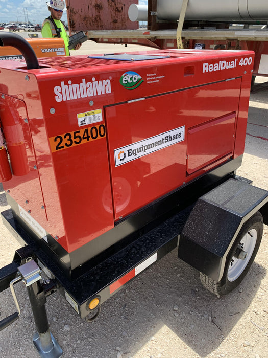2022 Shindaiwa DGW400MDL Kubota D902 Engine, 23 HP, Dual Op Welder, Wire, Arc, Droop Stick, Tig, and CC Stick Functionality, Simulphase, 3 Phase and 1 Phase Gen Output, Single Axle NB Trlr, Slr Trckl Chrg 12V 12W, Fire Ext
