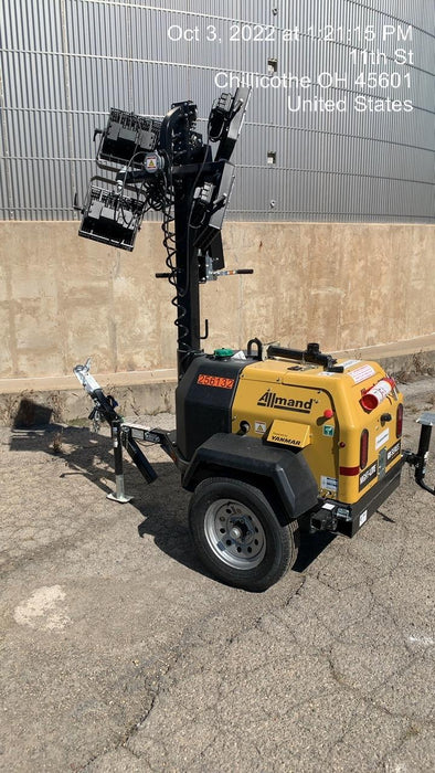 2022 Allmand NLV3GR (4) LED Light Fixture 350W, 23' Vertical Mast, 3kW Prime, Towable, ES Decals, T3