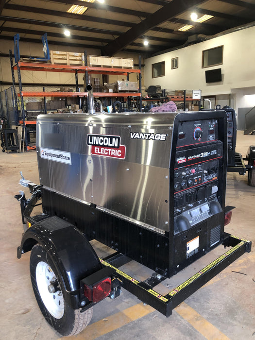 2019 Lincoln Electric Vantage 322 Ready-Pak 3, Two Wheel Trailer, Fender and Light Kit, Cable Rack