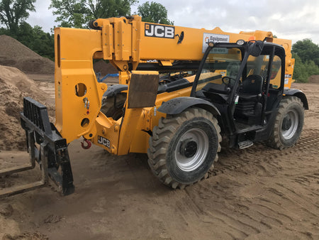2019 JCB 510-56 74 HP w/Open ROPS, Beacon, Aux Hydraulics, Worklights, Solid Tires 60" Carriage/Forks