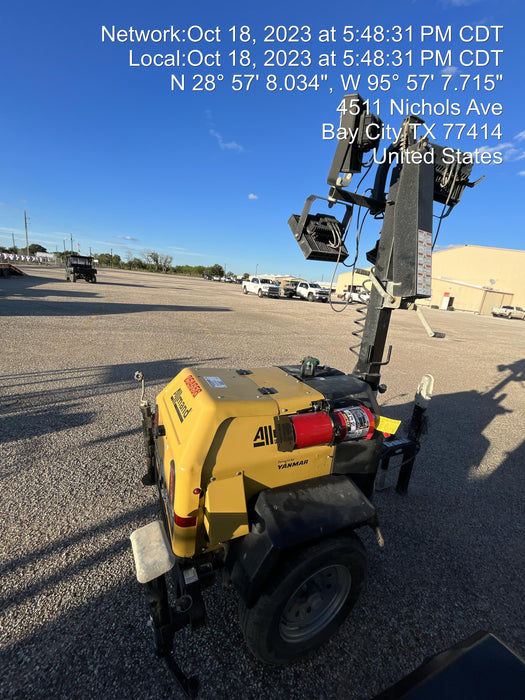 2022 Allmand NLV3GR (4) LED Light Fixture 350W, 23' Vertical Mast, 3kW Prime, Towable, ES Decals, T3