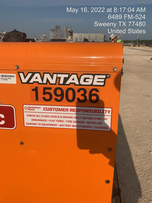 2021 Lincoln Electric Vantage 322 Vantage 322 Ready Pak 3 w/ Decals, ORANGE (includes trailer, cable rack, fender light kit) NO Telematics