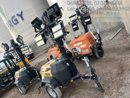 2022 Allmand NLV3GR (4) LED Light Fixture 350W, 23' Vertical Mast, 3kW Prime, Towable, Deep Sea L401, Leveling Jacks, Yanmar T4F 5.8hp