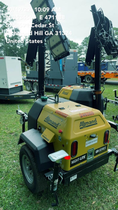 2022 Allmand NLV3GR (4) LED Light Fixture 350W, 23' Vertical Mast, 3kW Prime, Towable