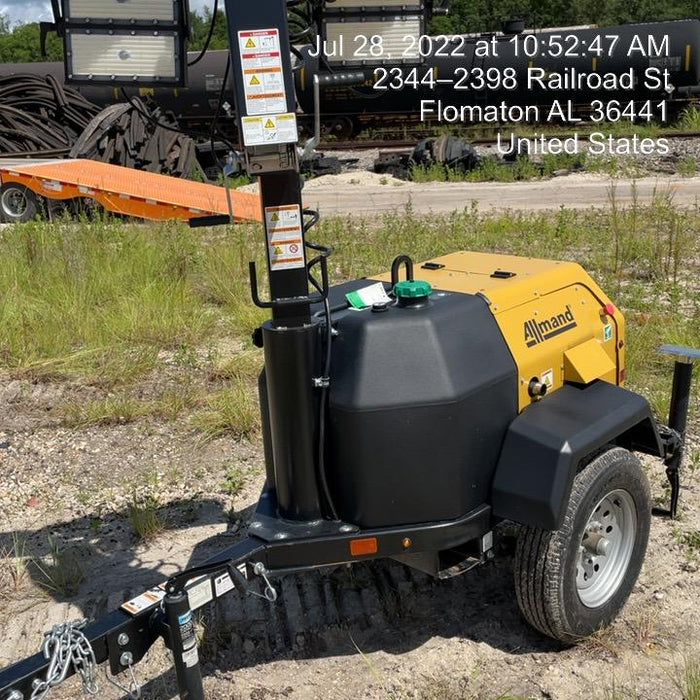 2022 Allmand NLV3GR (4) LED Light Fixture 350W, 23' Vertical Mast, 3kW Prime, Towable, Deep Sea L401, Leveling Jacks, Yanmar T4F 5.8hp