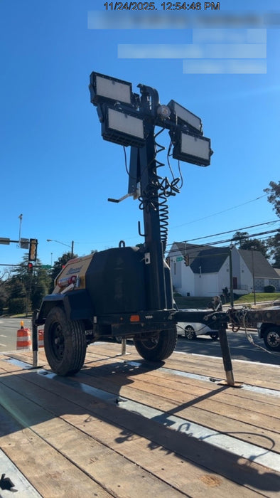 2021 Allmand NLV3GR (4) LED Light Fixture 350W, 23' Vertical Mast, 3kW Prime, Towable, Deep Sea L401, Leveling Jacks, Yanmar T4F 5.8hp