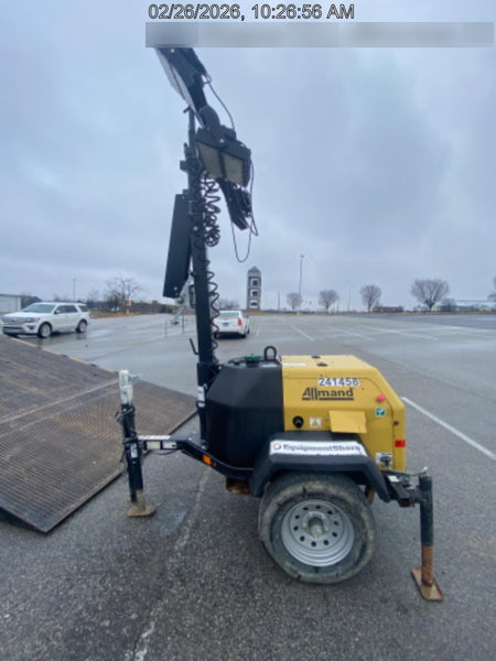 2022 Allmand NLV3GR (4) LED Light Fixture 350W, 23' Vertical Mast, 3kW Prime, Towable, Deep Sea L401, Leveling Jacks, Yanmar T4F 5.8hp