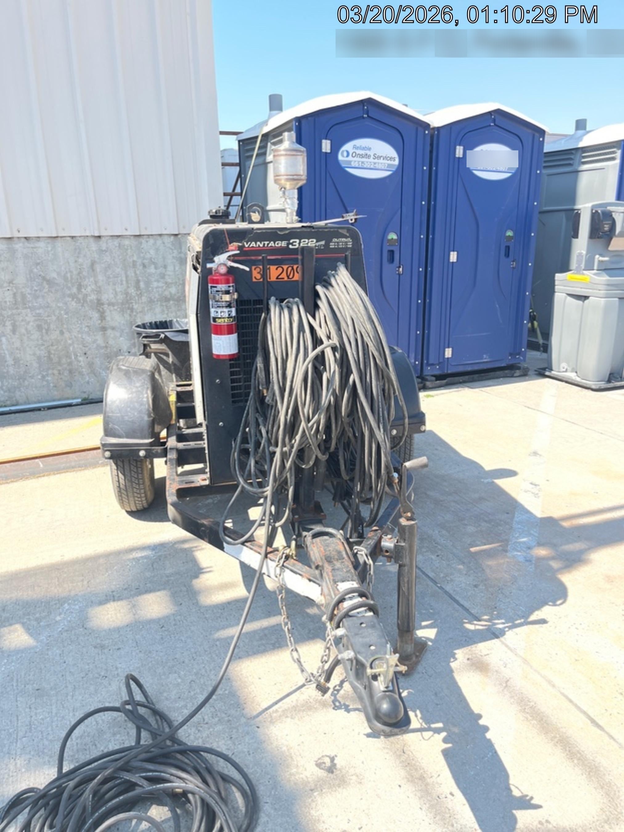 2019 Lincoln Electric Vantage 322 Welder Ready-Pak 3, Two wheel trailer, Fender and Light kit, Cable Rack