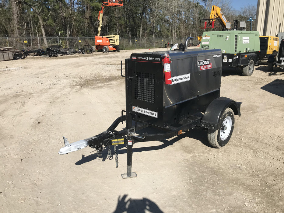 2019 Lincoln Electric Vantage 322 Ready-Pak 3, Two Wheel Trailer, Fender and Light Kit, Cable Rack