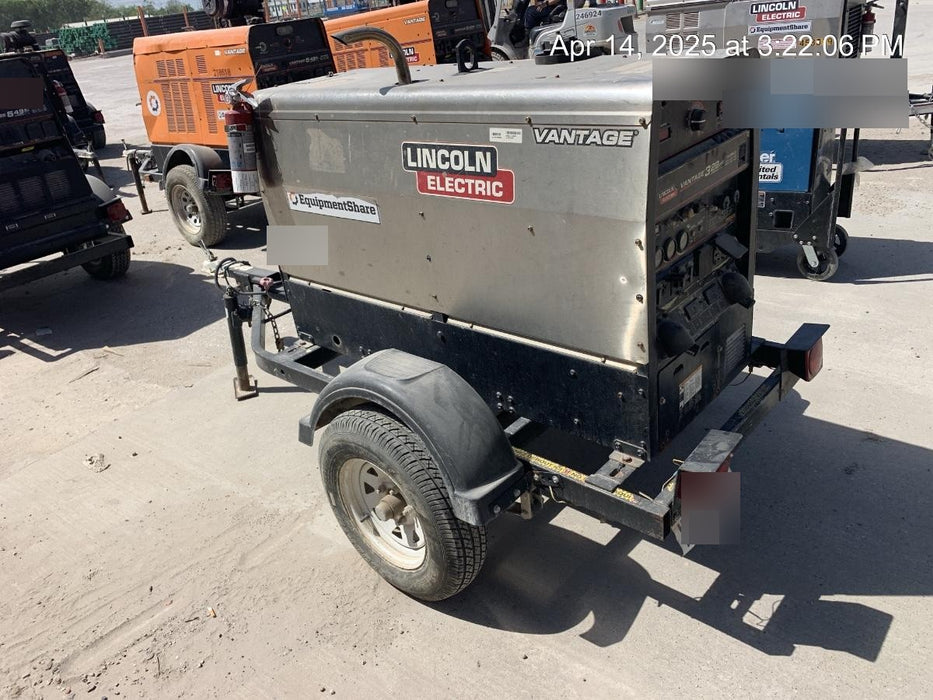 2019 Lincoln Electric Vantage 322 Welder Ready-Pak 3, Two wheel trailer, Fender and Light kit, Cable Rack