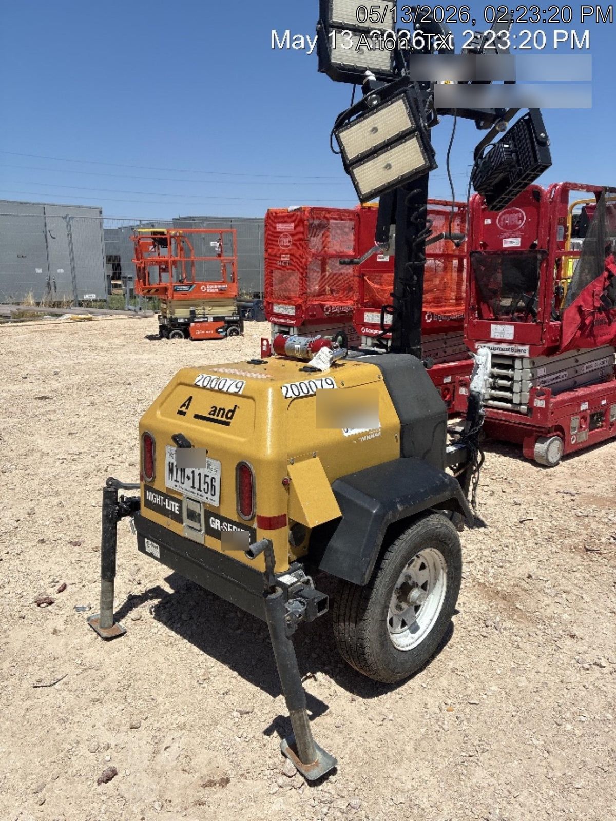2022 Allmand NLV3GR (4) LED Light Fixture 350W, 23' Vertical Mast, 3kW Prime, Towable, Deep Sea L401, Leveling Jacks, Yanmar T4F 5.8hp