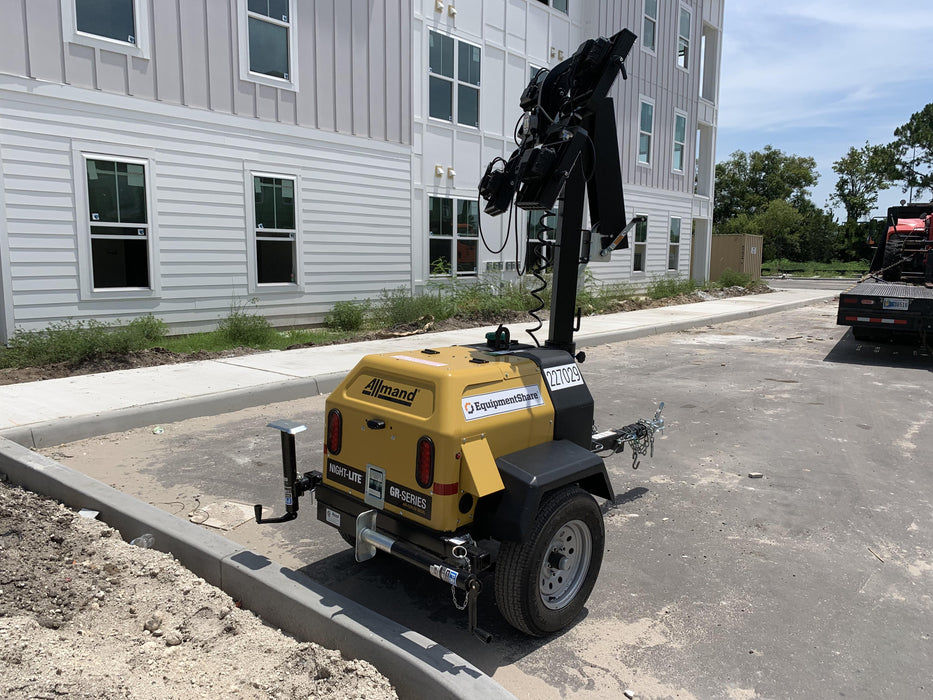 2022 Allmand NLV3GR (4) LED Light Fixture 350W, 23' Vertical Mast, 3kW Prime, Towable, Deep Sea L401, Leveling Jacks, Yanmar T4F 5.8hp