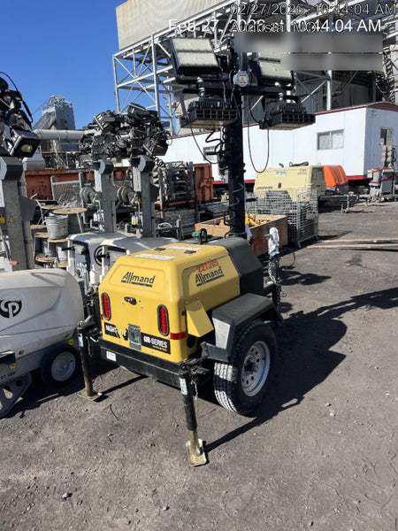 2022 Allmand NLV3GR (4) LED Light Fixture 350W, 23' Vertical Mast, 3kW Prime, Towable, Deep Sea L401, Leveling Jacks, Yanmar T4F 5.8hp