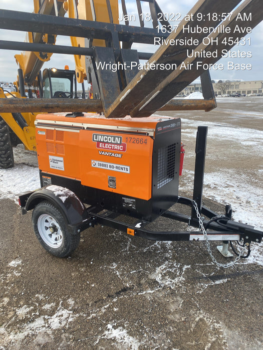 2021 Lincoln Electric Vantage 322 Vantage 322 Ready Pak 3 w/ Decals, ORANGE (includes trailer, cable rack, fender light kit) NO Telematics