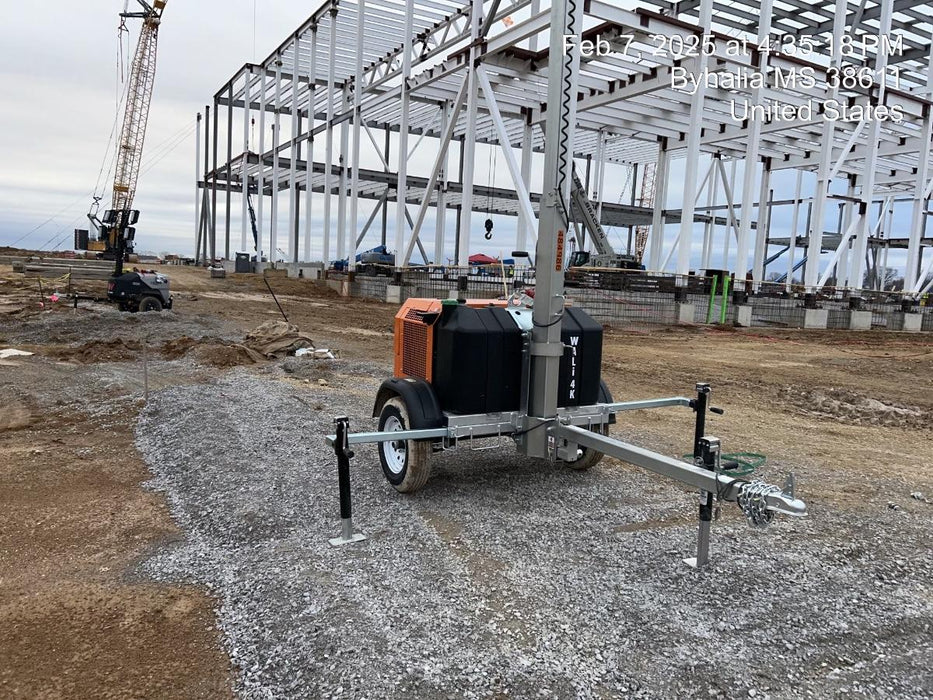 2025 Wanco WLTT-4MM4K Diesel, Mitsubishi L2E, 9.0HP @1800 rpm, Deep Sea Controller, Shore Power Plug, Auto Start, (4) 350W LED Floodlights, 4kW Generator, 60 Gal Fuel Tank, 2" Ball, T3