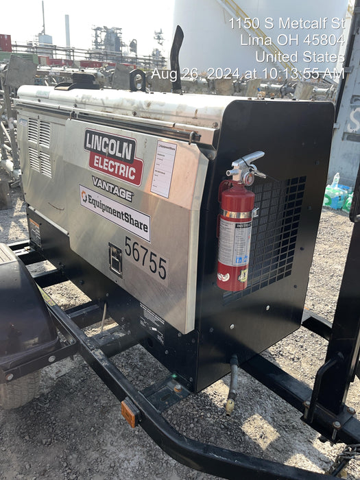 2019 Lincoln Electric Vantage 322 Welder Ready-Pak 3, Two wheel trailer, Fender and Light kit, Cable Rack