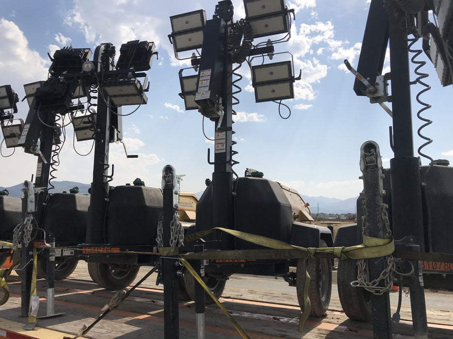 2021 Allmand NLV3GR (4) LED Light Fixture 350W, 23' Vertical Mast, 3kW Prime, Towable, Deep Sea L401, Leveling Jacks, Yanmar T4F 5.8hp