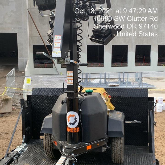 2021 Allmand NLV3GR (4) LED Light Fixture 350W, 23' Vertical Mast, 3kW Prime, Towable, Deep Sea L401, Leveling Jacks, Yanmar T4F 5.8hp