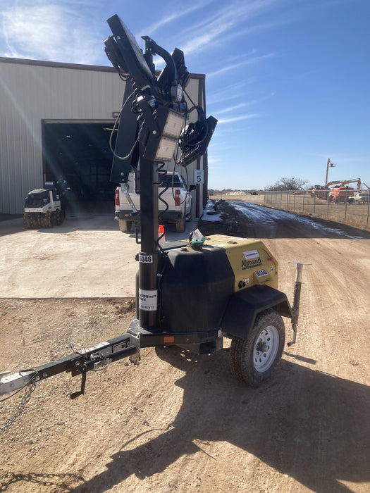 2021 Allmand NLV3GR (4) LED Light Fixture 350W, 23' Vertical Mast, 3kW Prime, Towable, Deep Sea L401, Leveling Jacks, Yanmar T4F 5.8hp