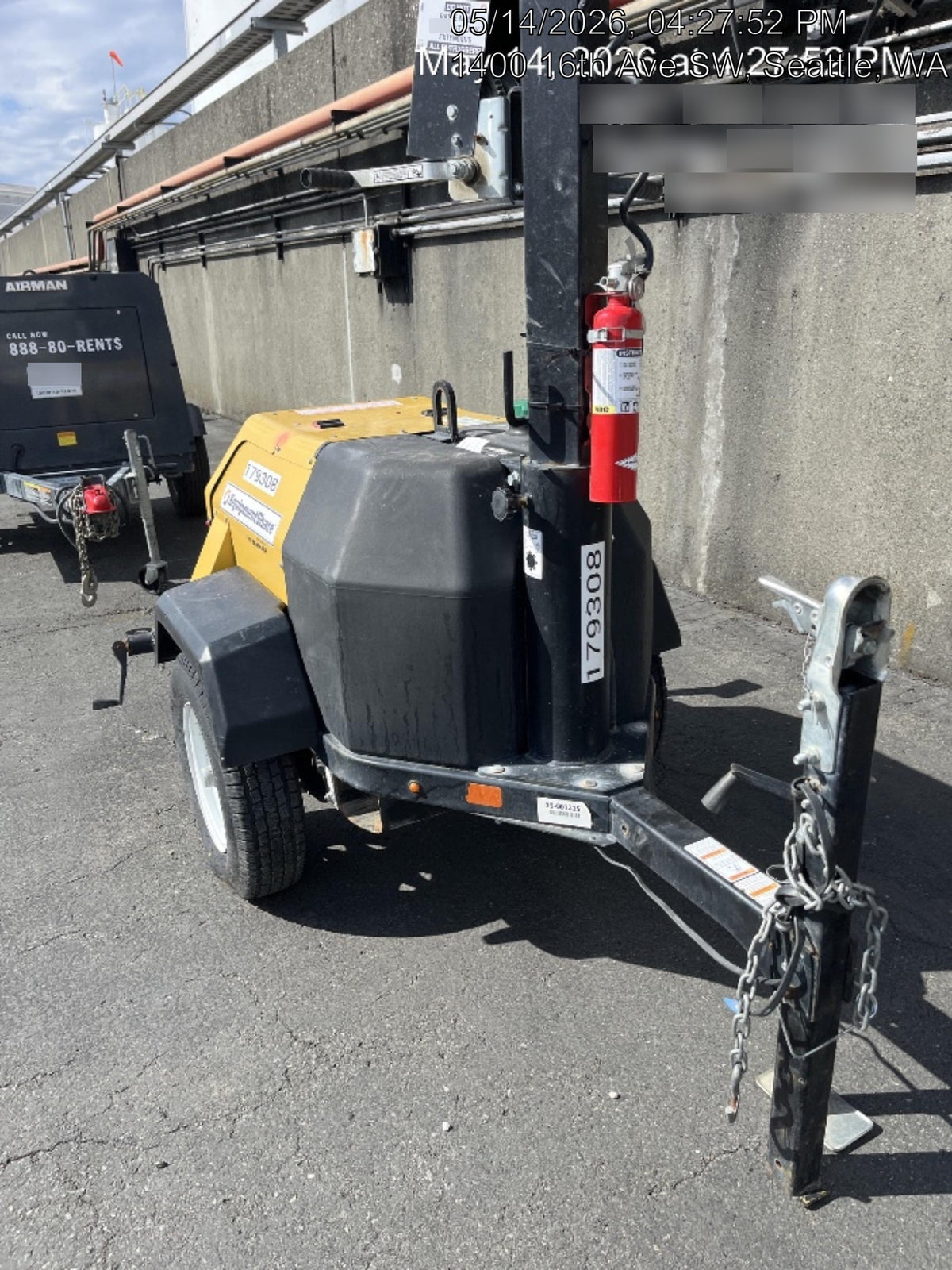 Allmand NLV3GR (4) LED Light Fixture 350W, 23' Vertical Mast, 3kW Prime, Towable, Deep Sea L401, Leveling Jacks, Yanmar T4F 5.8hp