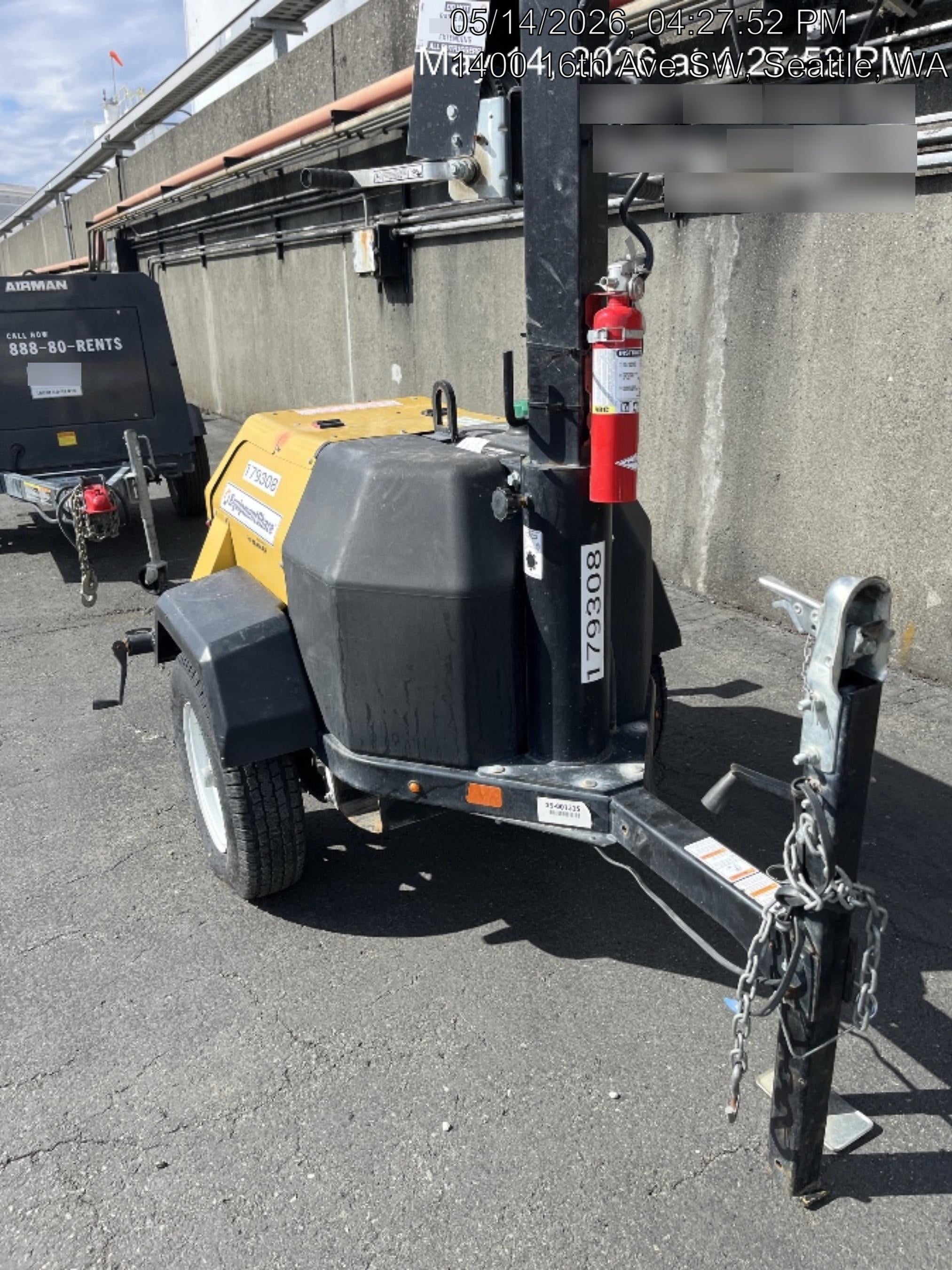 Allmand NLV3GR (4) LED Light Fixture 350W, 23' Vertical Mast, 3kW Prime, Towable, Deep Sea L401, Leveling Jacks, Yanmar T4F 5.8hp
