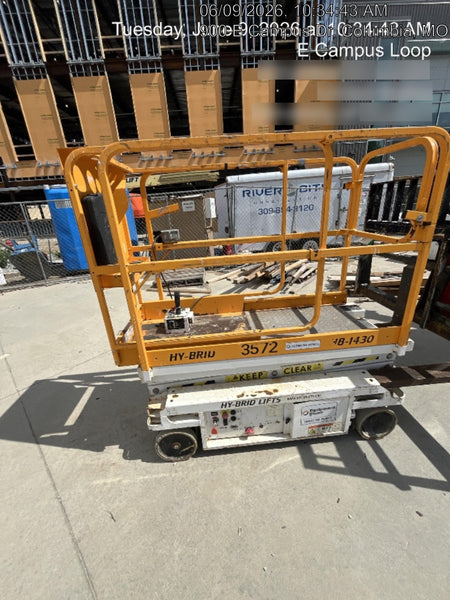 Custom Equipment HB-1430 Hy-Brid Scissor Lift
Platform capacity up to 670 lbs
Working height up to 20 ft
Weighs under 1,700 lbs
Non-marking wheels