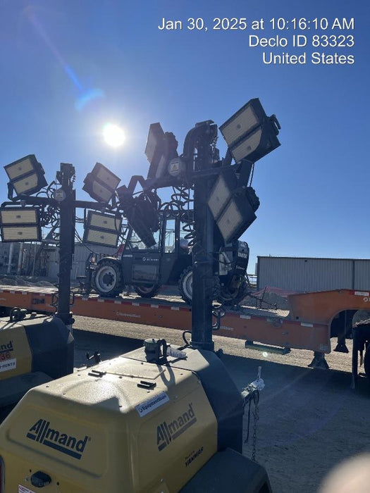 2022 Allmand NLV3GR (4) LED Light Fixture 350W, 23' Vertical Mast, 3kW Prime, Towable, ES Decals, T3