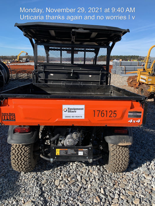 2021 Kubota RTV-X1140W-H Plastic Canopy, Windshield Acrylic Clear, LED Strobe Light, Wire Harness Kit, Back up Alarm