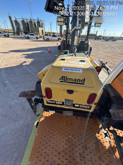 2021 Allmand NLV3GR (4) LED Light Fixture 350W, 23' Vertical Mast, 3kW Prime, Towable, Deep Sea L401, Leveling Jacks, Yanmar T4F 5.8hp