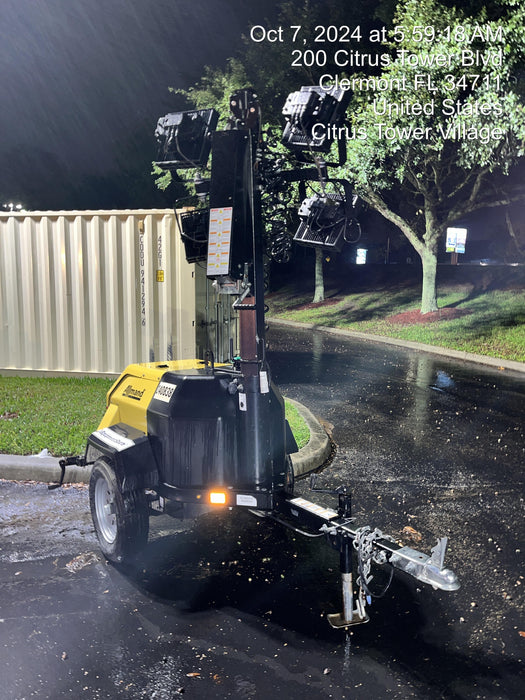 2022 Allmand NLV3GR (4) LED Light Fixture 350W, 23' Vertical Mast, 3kW Prime, Towable, Deep Sea L401, Leveling Jacks, Yanmar T4F 5.8hp
