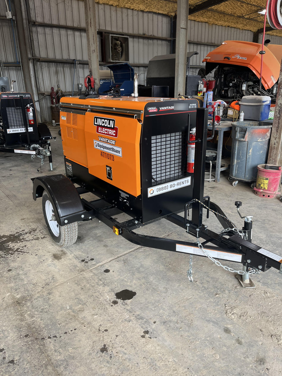 2024 Lincoln Electric Vantage 322 Welder Ready-Pak 3, Two wheel trailer, Fender and Light kit, Cable Rack, Orange
