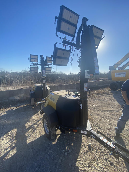 2022 Allmand NLV3GR (4) LED Light Fixture 350W, 23' Vertical Mast, 3kW Prime, Towable, Deep Sea L401, Leveling Jacks, Yanmar T4F 5.8hp