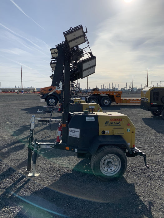 2020 Allmand NLV3GR (4) LED Light Fixture 350W, 23' Vertical Mast, 3kW Prime, Towable, Deep Sea L401, Leveling Jacks, Yanmar T4F 5.8hp