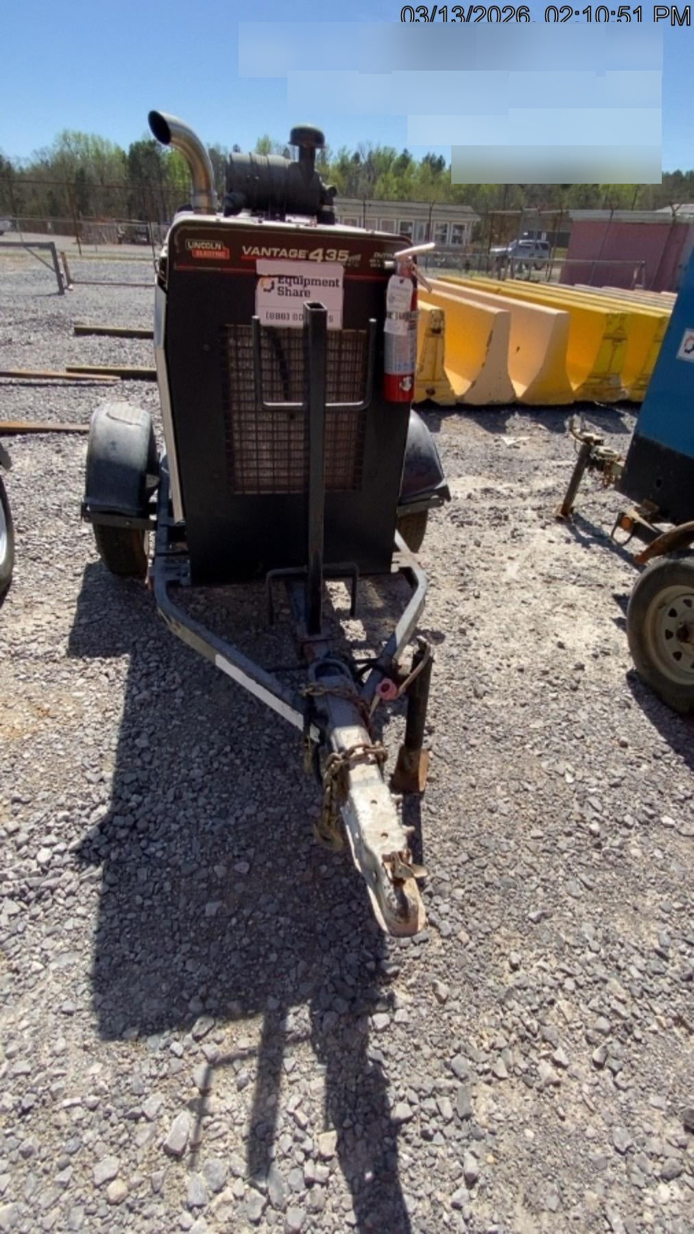 2018 Lincoln Electric Vantage 435 Lincoln Vantage 435 Welder Ready-Pak 3 w/Trailer, Fender/Light Kit, and Cable Rack