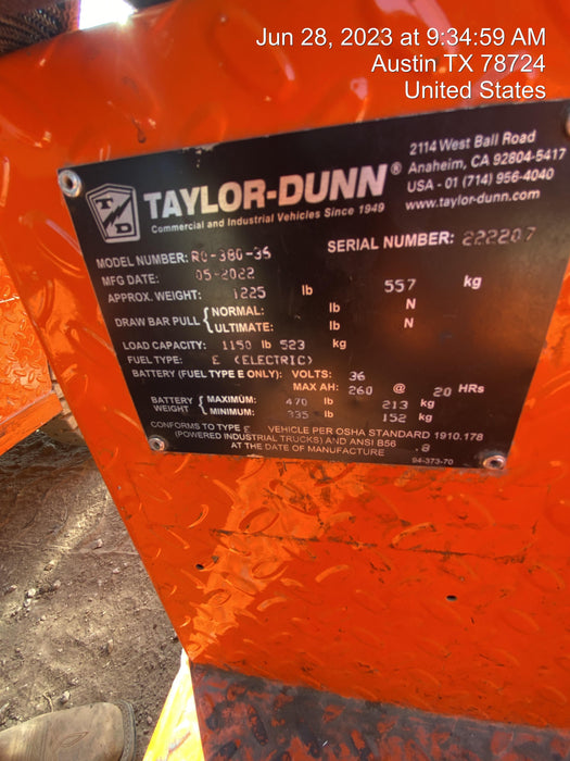 2022 TAYLOR DUNN R-380