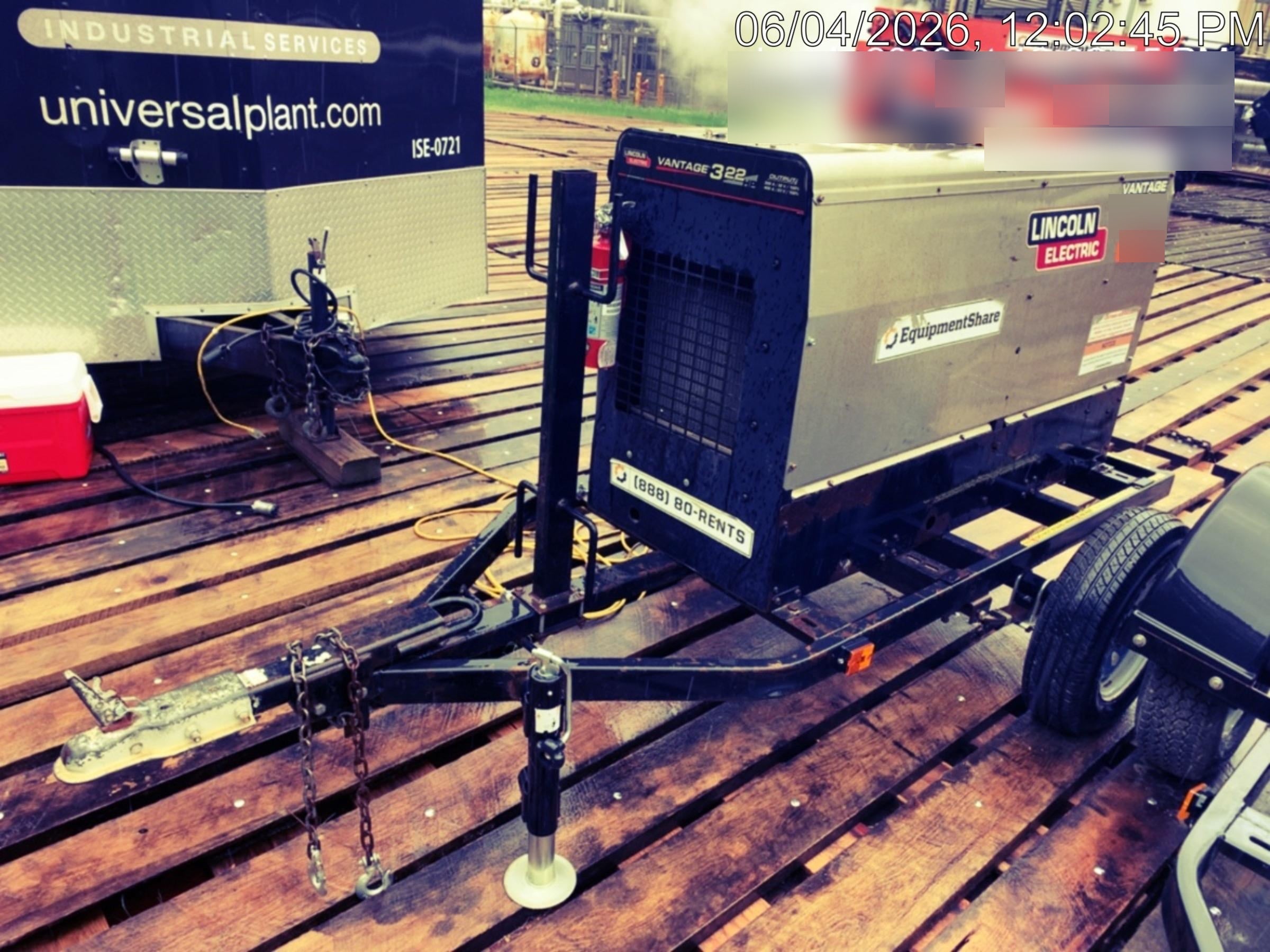 2019 Lincoln Electric Vantage 322 Welder Ready-Pak 3, Two wheel trailer, Fender and Light kit, Cable Rack