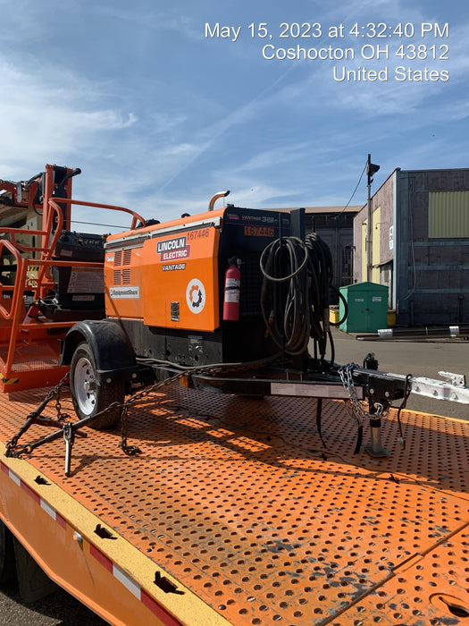 2021 Lincoln Electric Vantage 322 Vantage 322 Ready Pak 3 w/ Decals, ORANGE (includes trailer, cable rack, fender light kit) NO Telematics