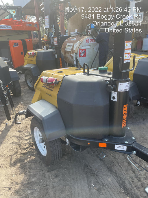 2022 Allmand NLV3GR (4) LED Light Fixture 350W, 23' Vertical Mast, 3kW Prime, Towable