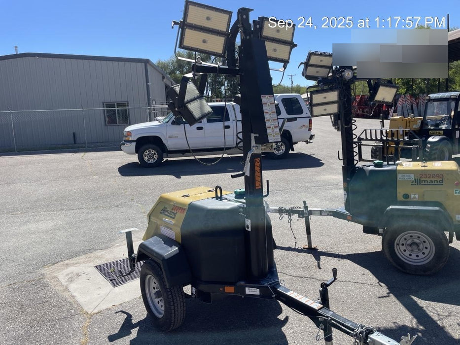 2022 Allmand NLV3GR (4) LED Light Fixture 350W, 23' Vertical Mast, 3kW Prime, Towable, ES Decals, T3
