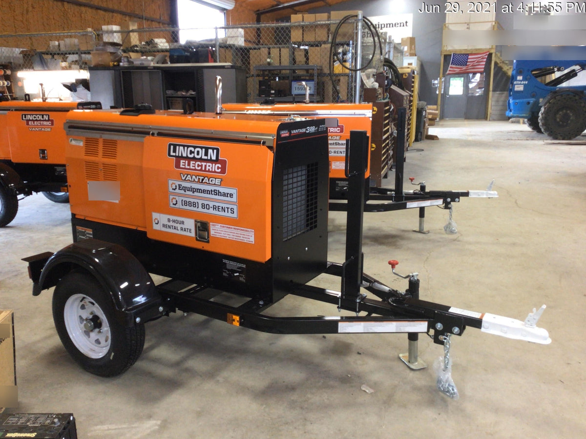 2021 Lincoln Electric Vantage 322 Vantage 322 Ready Pak 3 w/ Decals, ORANGE (includes trailer, cable rack, fender light kit) NO Telematics