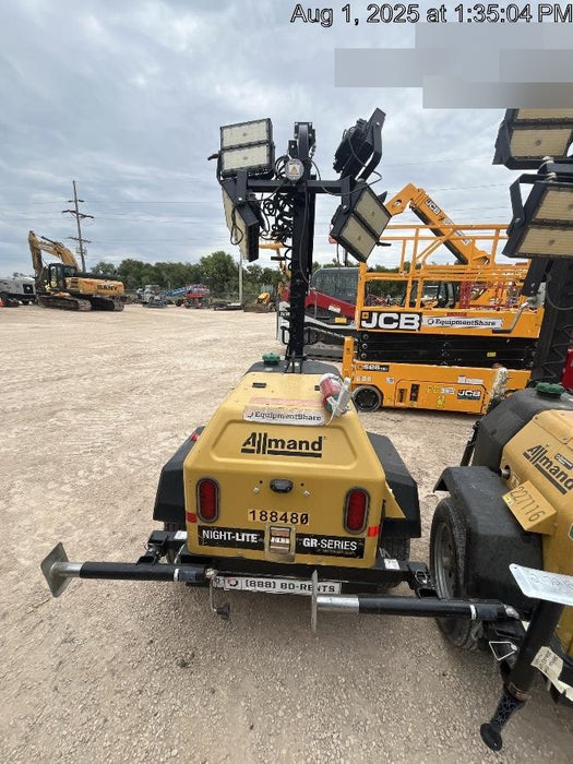 Allmand NLV3GR (4) LED Light Fixture 350W, 23' Vertical Mast, 3kW Prime, Towable, Deep Sea L401, Leveling Jacks, Yanmar T4F 5.8hp